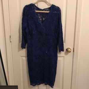 Blue Lace 3/4 Sleeve Dress
